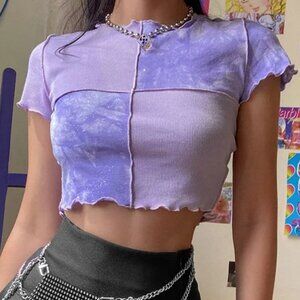 yesstyle cropped purple glitter tee | womens crop tops